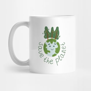 Planet Earth with smiling face and trees Mug